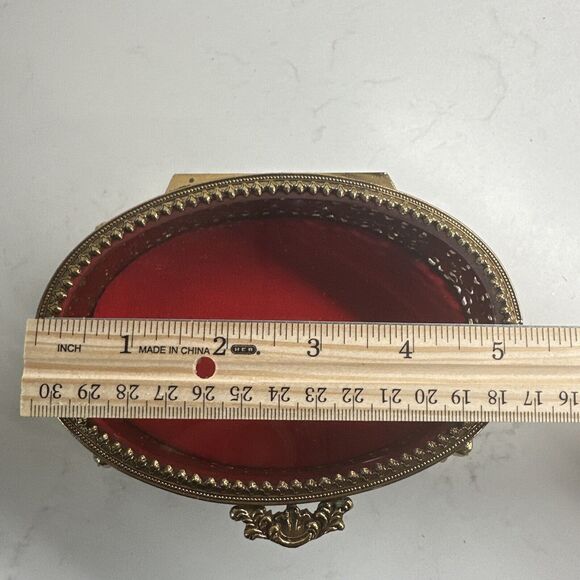 Vintage Ormulu Cherub Vanity Footed Jewelry Trinket Brass Box With Glass Top NIB - Picture 16 of 16